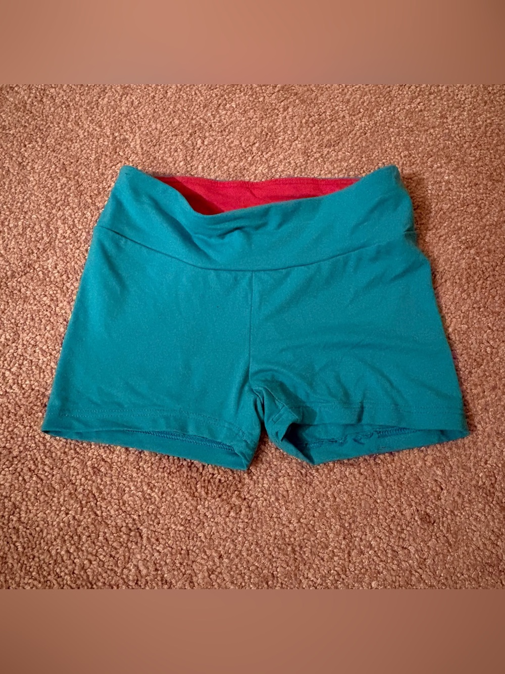 Lucky Me girls size 4/5 Teal Active Shorts with Pink Waistband